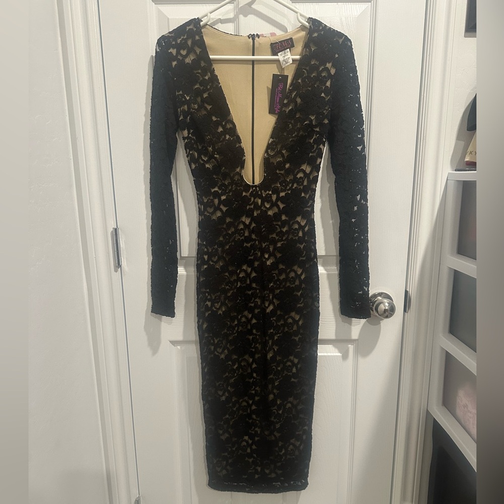 Hot Miami Styles Lace Midi dress